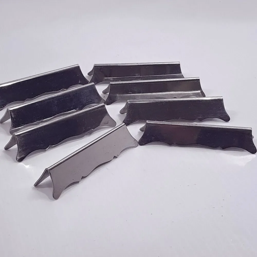 Vintage Inox France knife rests set 8 scalloped porte-couteau stainless steel